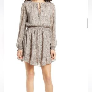 Smocked Waist Long Sleeve Minidress